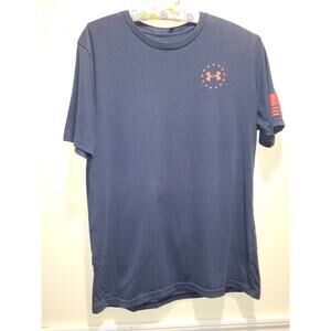 Under Armour Men Shirt M Blue Loose Fit Heatgear Freedom Flag Graphic/110-9